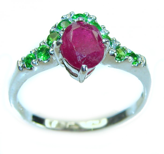 Gabriella oval cut 0.8 carat Ruby .925 Sterling Silver handcrafted Cocktail Ring s. 8 1/4 - photo 2