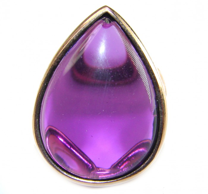 Spectacular Amethyst 14K Gold over .925 Sterling Silver Handcrafted Large Ring size 7 1/4 - photo 2