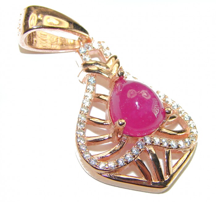 Excellent quality 3.6 Ruby 14K Rose Gold over .925 Sterling Silver handmade Pendant - photo 1