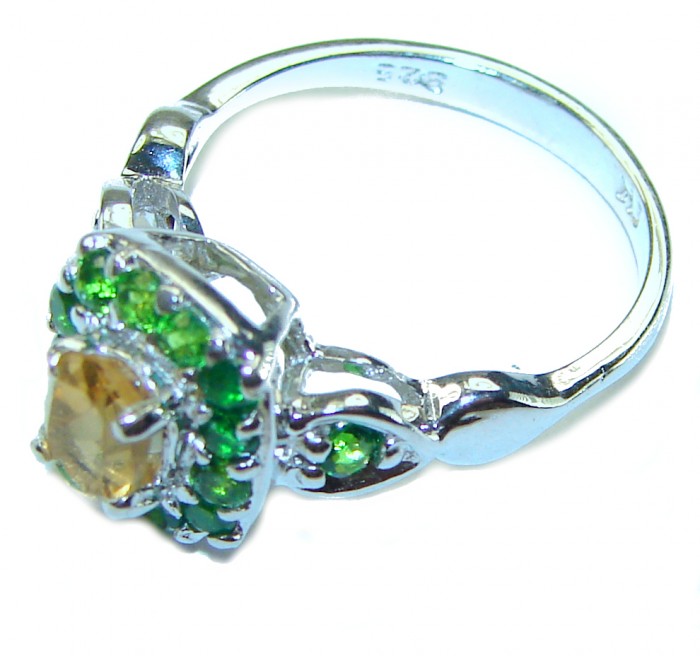 Esmeralda Authentic 3.3 carat Citrine .925 Sterling Silver handmade Ring s. 5 3/4 - Side view of Esmeralda 3.3 ct Citrine .925 Sterling Silver ring.