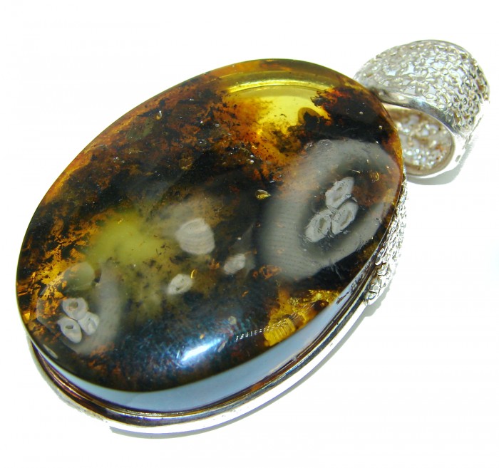Large Genuine Baltic Amber .925 Sterling Silver handmade pendant - photo 1