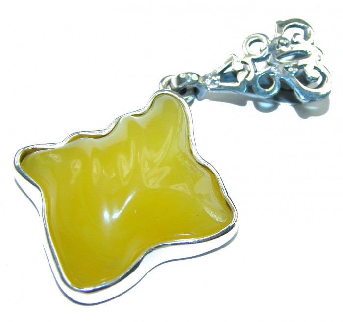 Prehistoric authentic Baltic Amber .925 Sterling Silver handcrafted pendant - photo 1