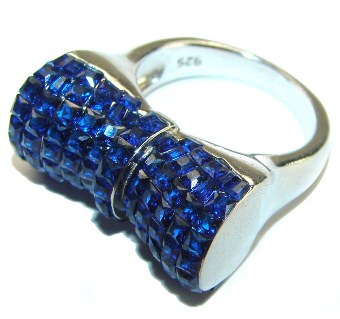 Luxurious Blue Ribbon Sapphire .925 Sterling Silver handcrafted Ring size 7 - photo 1