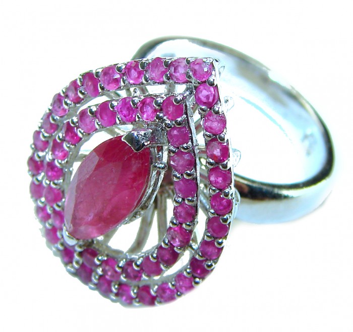 Eternity - Authentic 11.3 carat Ruby .925 Silver handcrafted Eternity Ring s. 7 1/4 - photo 1