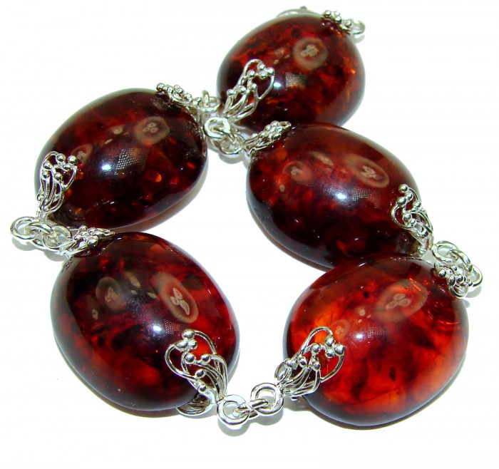 Beautiful multicolor Amber .925 Sterling Silver handcrafted Bracelet - photo 2