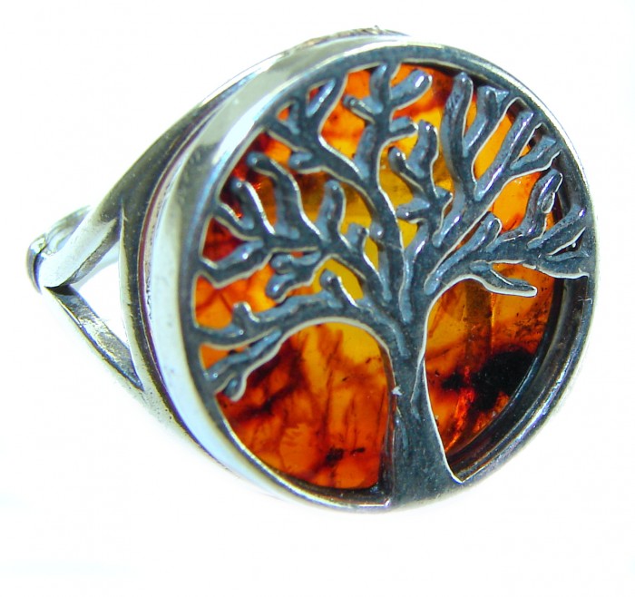 Family Tree Authentic Baltic Amber .925 Sterling Silver handcrafted ring s. 6 1/4 - photo 2