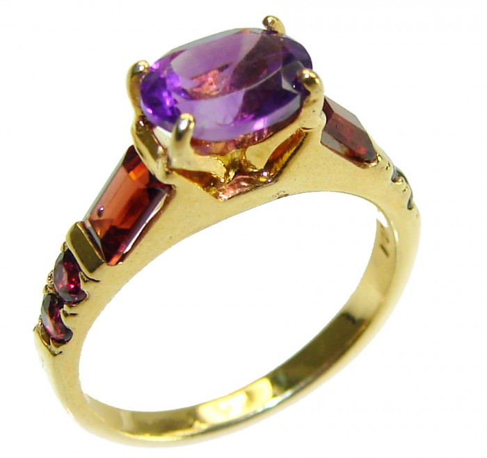 Purple Beauty 3.5 carat Amethyst 14K Gold over .925 Sterling Silver Handcrafted Ring size 6 1/4 - photo 3