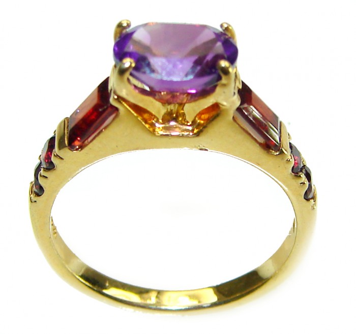 Purple Beauty 3.5 carat Amethyst 14K Gold over .925 Sterling Silver Handcrafted Ring size 6 1/4 - photo 2