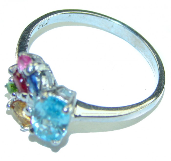 Ocean Drop 0.5 carat Swiss Blue Topaz .925 Sterling Silver handmade Ring size 8 - photo 1