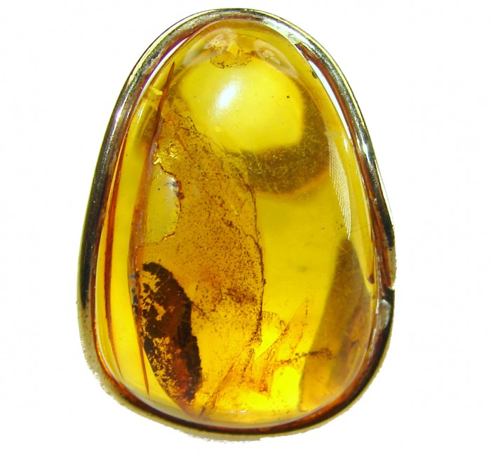 Beauty of the Sea natural Baltic Amber 14K Gold over .925 Sterling Silver handcrafted ring; s. 7 adjustable - photo 2