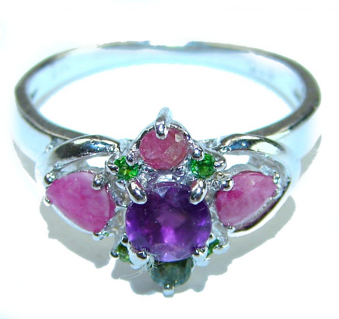 1.8 carat African Amethyst .925 Sterling Silver Handcrafted Ring size 8 - photo 3