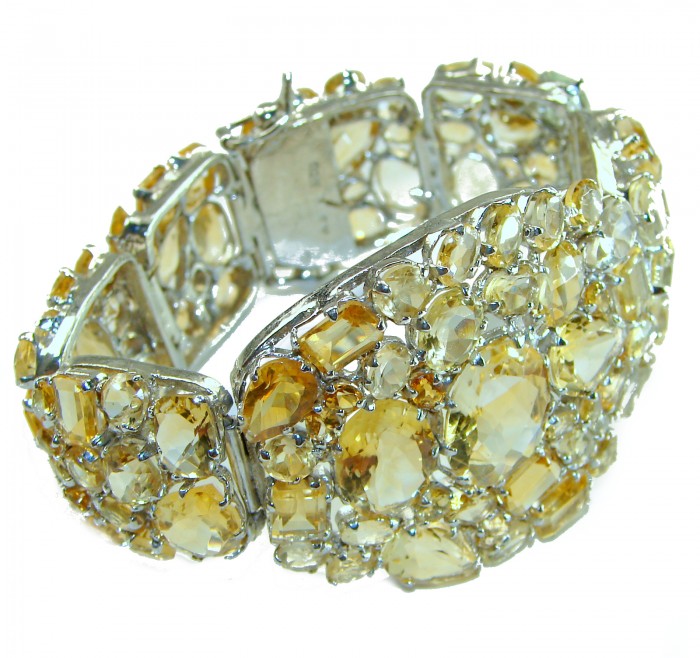 Luxurious Style 285.5 CARAT Natural Citrine .925 Sterling Silver handcrafted LARGE Statement Bracelet - photo 3