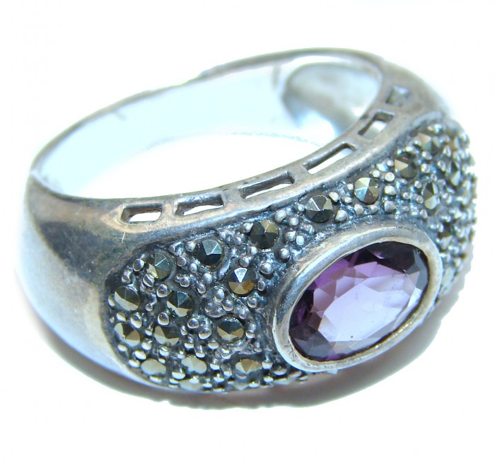 Purple Perfection Amethyst .925 Sterling Silver Ring size 8 - photo 1