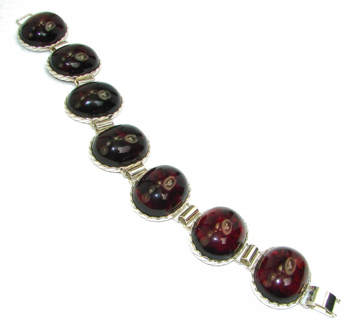 Large Beautiful Amber .925 Sterling Silver handcrafted Bracelet - photo 1