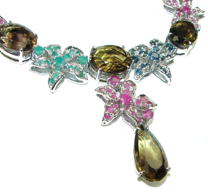 Giovanna Incredible Design Champagne Smoky Topaz .925 Sterling Silver handmade necklace - photo 2