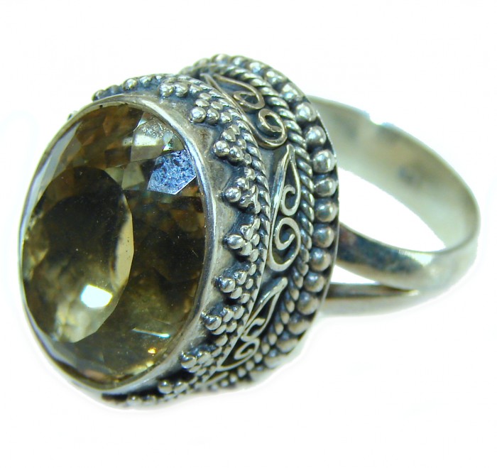 Bohemian Style 10.2 carat Citrine .925 Sterling Silver handmade Ring s. 6 - photo 1
