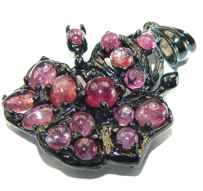 Genuine Ruby black rhodium .925 Sterling Silver handmade Pendant - photo 3