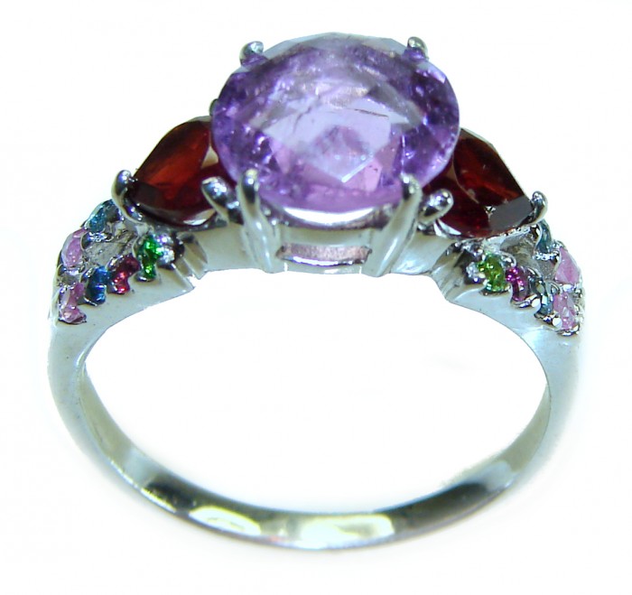 Unique design 5.5 carat Amethyst .925 Sterling Silver Handcrafted Ring size 8 1/4 - photo 2