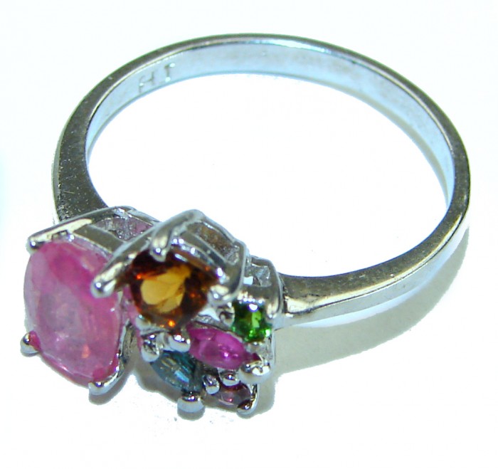 Gabriella oval cut 0.8 carat Pink Tourmaline .925 Sterling Silver handcrafted Cocktail Ring s. 7 1/4 - photo 1