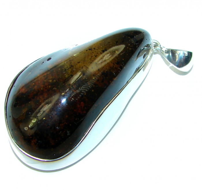 Huge Baltic Amber .925 Sterling Silver handmade Pendant - photo 1