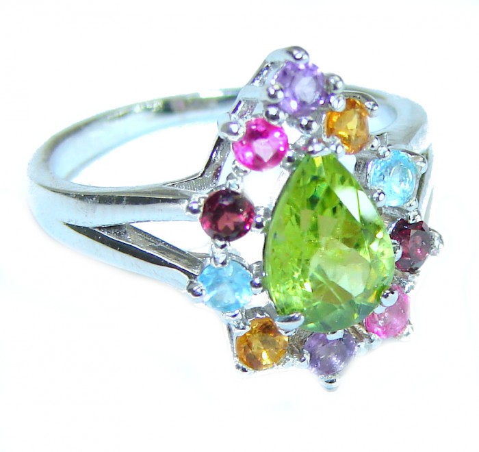 Marigolds authentic Peridot .925 Sterling Silver handcrafted Statement Ring size 6 1/4 - photo 2