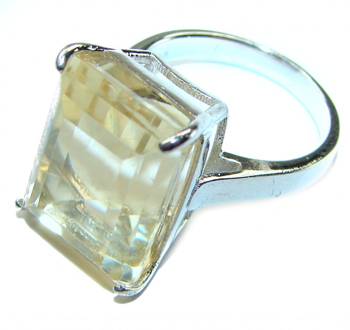 15.8 carat Genuine Lemon Quartz .925 Sterling Silver handcrafted ring size 6 - photo 1