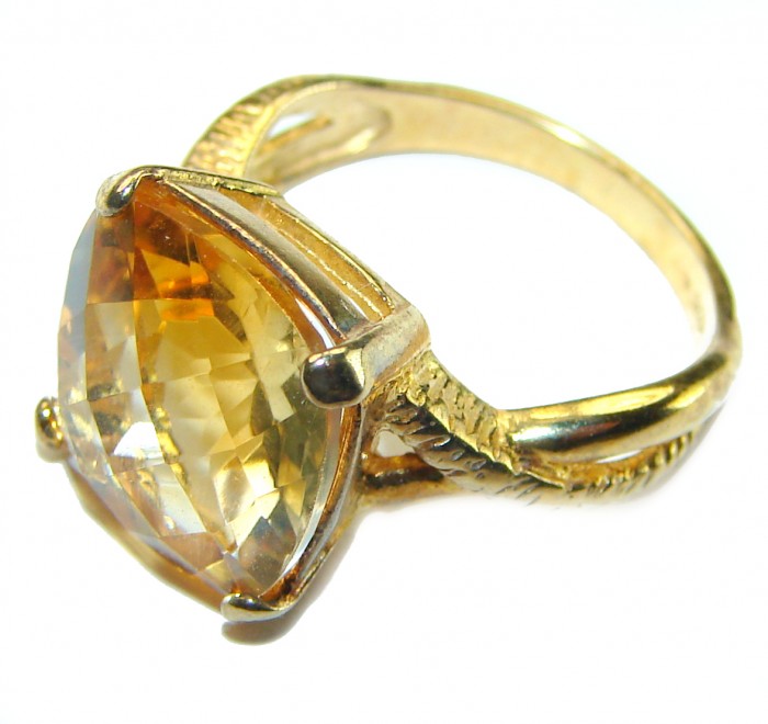 Authentic Citrine 14k Gold over .925 Sterling Silver handmade Cocktail Ring s. 6 - photo 1