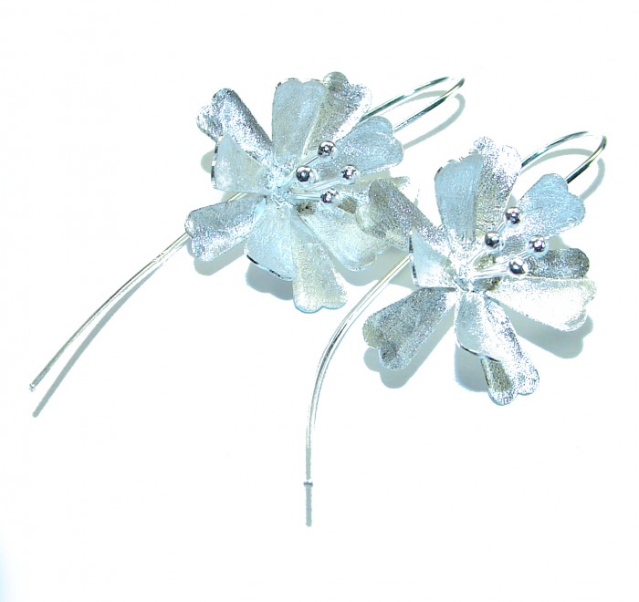 Silver Flowers Italy made .925 Sterling Silver Earrings - photo 2
