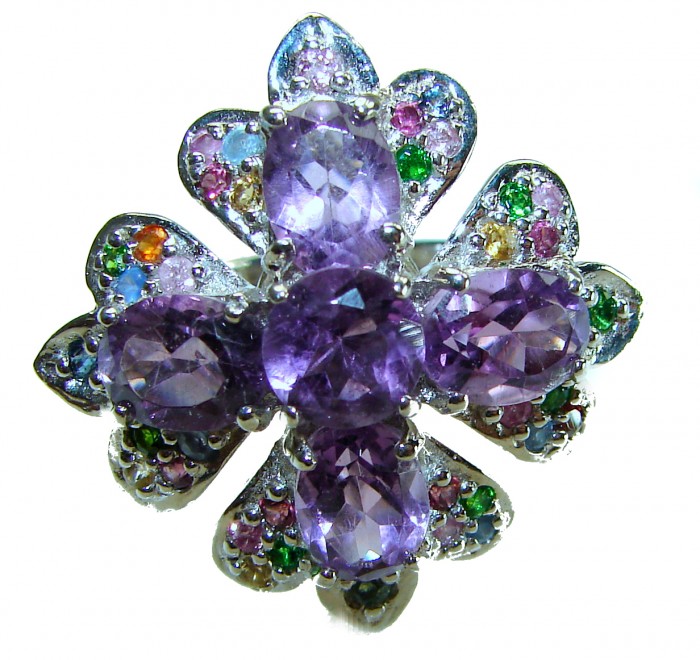 Dramatic design 11.8 carat AUTHENTIC Amethyst.925 Sterling Silver Handcrafted Ring size 7 1/2 - photo 2