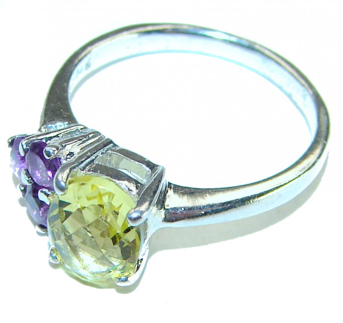 Unique Authentic 1.2 carat Citrine .925 Sterling Silver handmade Cocktail Ring s. 5 - photo 1