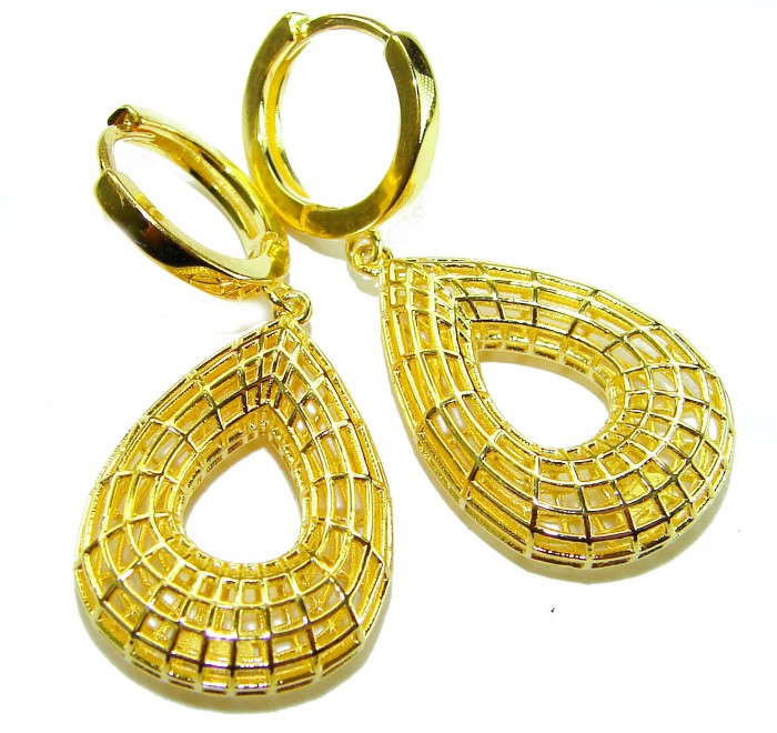 Black Label Collection - Dubai Style - Natural 22K Gold over .925 Sterling Silver handmade earrings - photo 2
