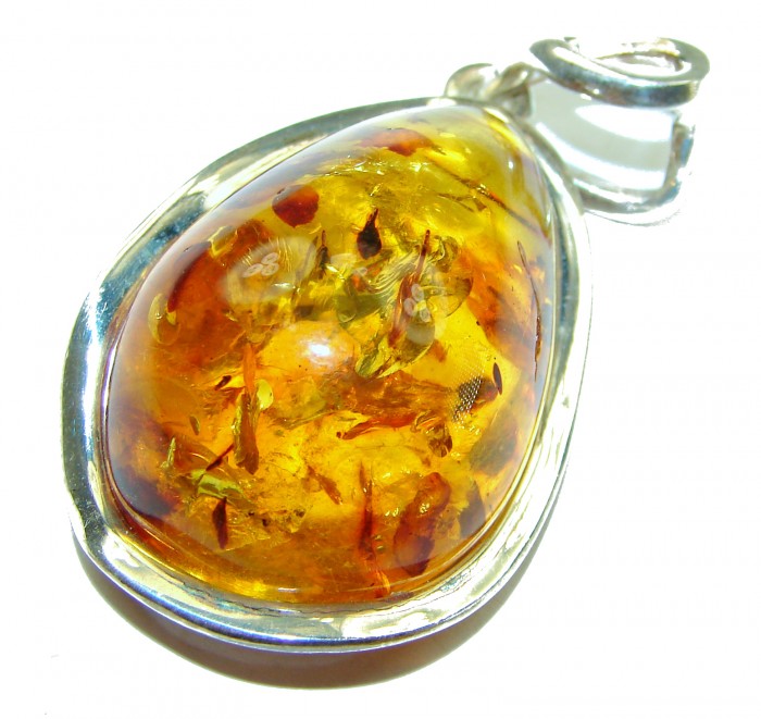 Vintage Beauty authentic Baltic Amber .925 Sterling Silver handcrafted pendant - photo 1