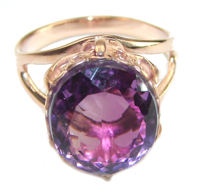 Dramatic design 15.8 carat Amethyst 14K Rose Gold over .925 Sterling Silver Handcrafted Ring size 7 1/4 - photo 2