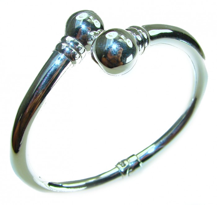 Fancy .925 Sterling Silver handcrafted Statement Italy made Bracelet / Cuff - Side view of a .925 Sterling Silver handcrafted statement bracelet.