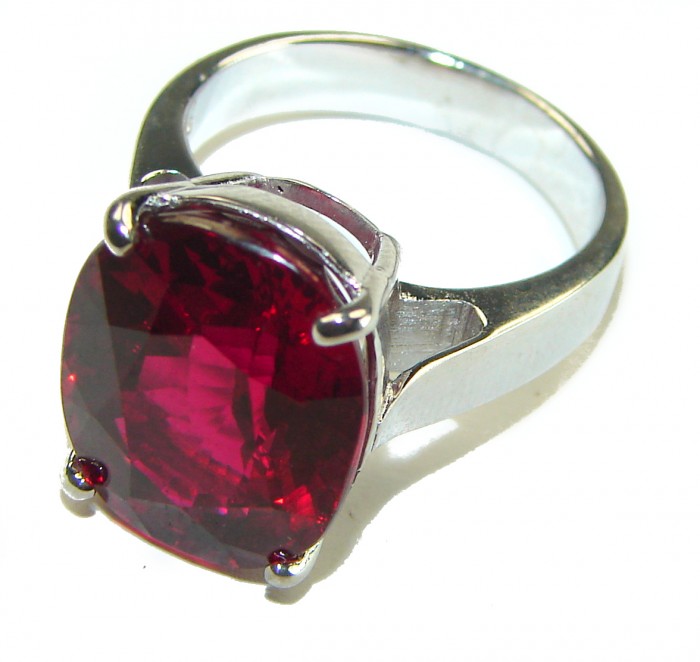 Red Passion 12.5 carat Red Topaz .925 Silver handcrafted Cocktail Ring s. 7 - photo 1