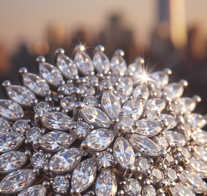 Real Beauty - 8.5 carat White Topaz .925 Sterling Silver Handcrafted Statement Ring size 7 3/4 - Close-up of white topaz cluster in sterling silver setting.
