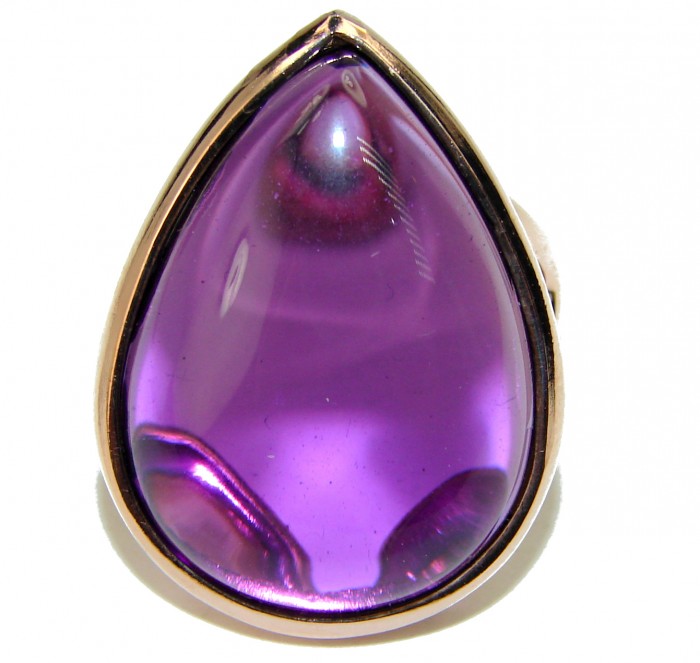 Spectacular Amethyst 14K Gold over .925 Sterling Silver Handcrafted Large Ring size 7 - photo 1