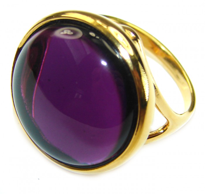 Purple Full Moon Amethyst 14K Gold over .925 Sterling Silver Handcrafted Large Ring size 9 - photo 2