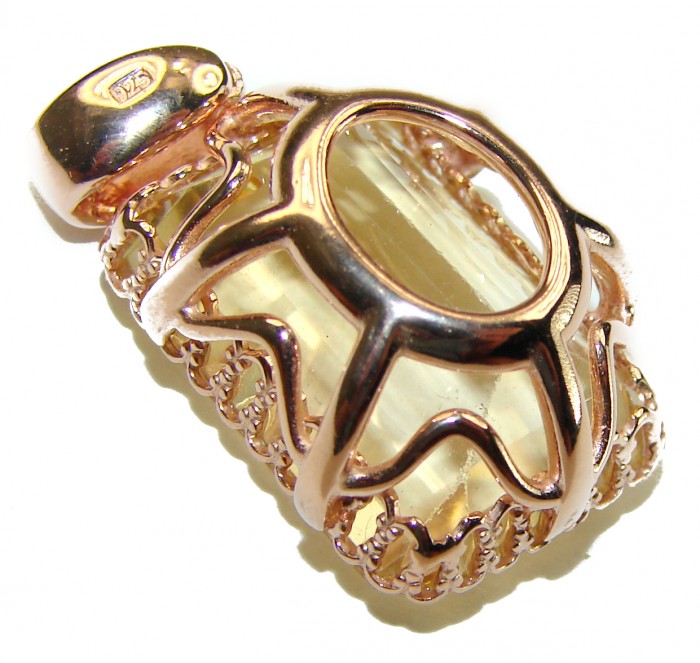 11.3 carat Lemon Quartz 14K Gold over .925 Sterling Silver handcrafted pendant - photo 1