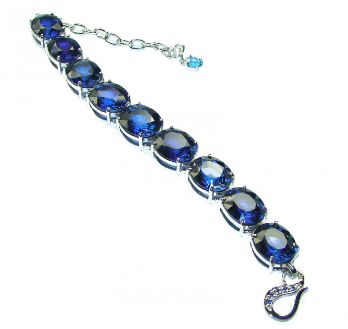 125.5 carat London Blue Topaz .925 Sterling Silver handcrafted Bracelet - photo 1