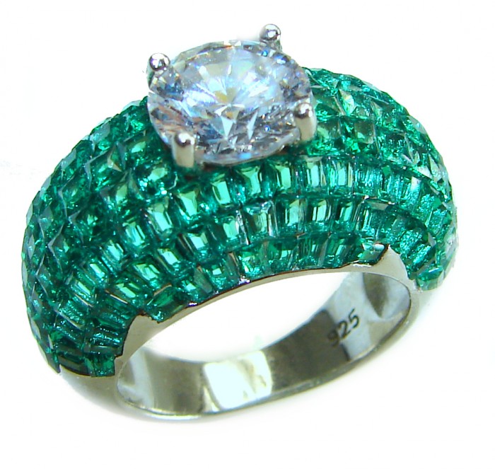My Love 3.5 carat White Topaz Emerald .925 Sterling Silver Ring size 6 1/2 - photo 3