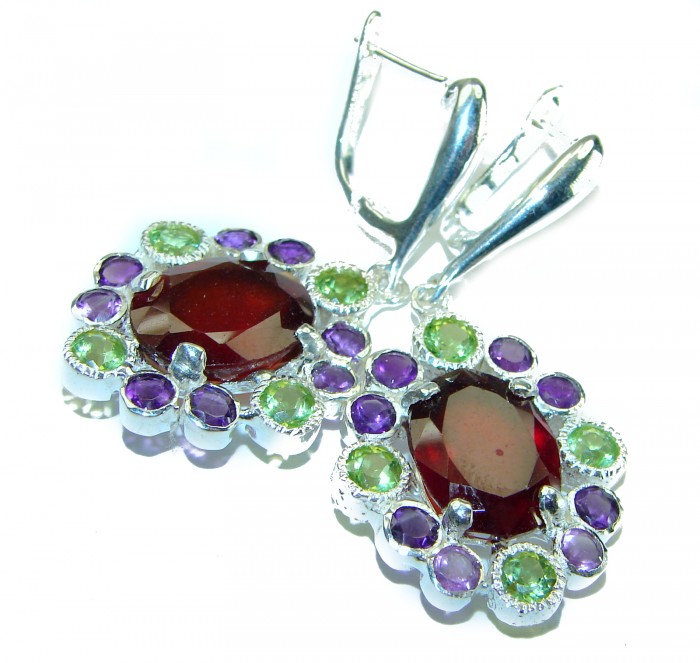 Born to Glam authentic 10.5 carat Ruby .925 Sterling Silver handcrafted earrings - photo 2