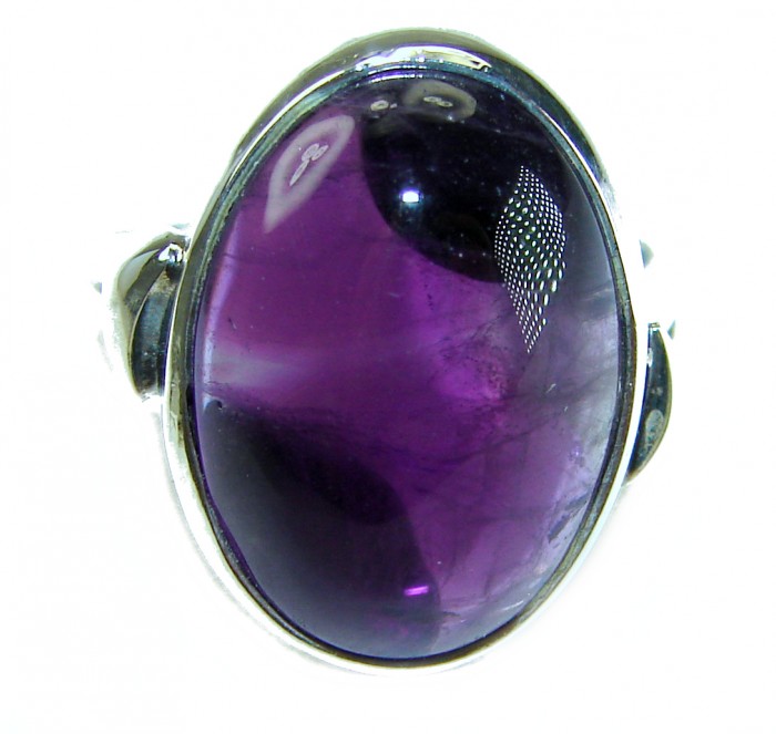 Dramatic design 12.8 carat AUTHENTIC Amethyst .925 Sterling Silver Handcrafted Ring size 7 1/4 - photo 2
