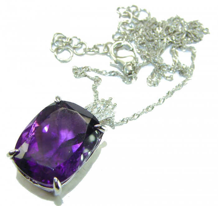 Classic design 21.5 carat African Amethyst .925 Sterling Silver dipped in rhodium handcrafted necklace - photo 2