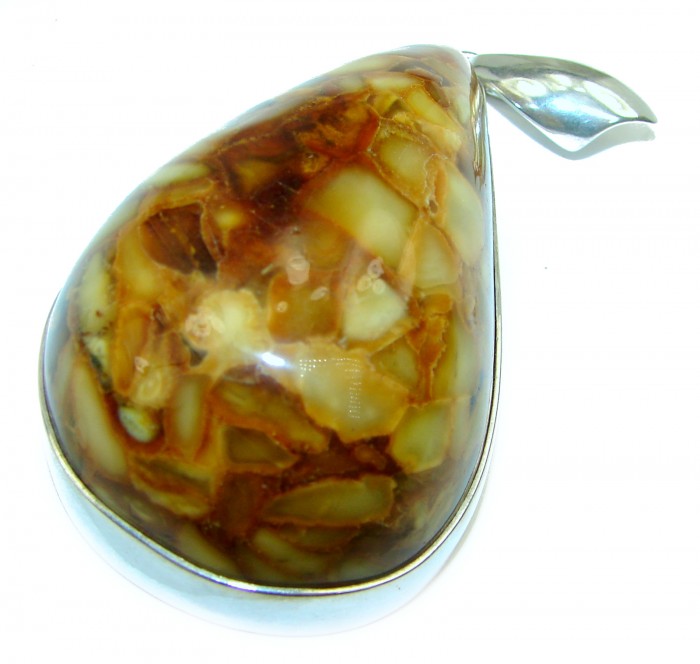 Large Natural Baltic Amber .925 Sterling Silver handmade Pendant - photo 1