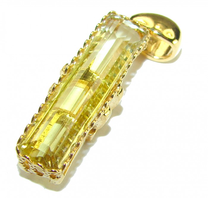 Authentic Golden Lemon Quartz 18K Gold over .925 Sterling Silver handmade Pendant - photo 1