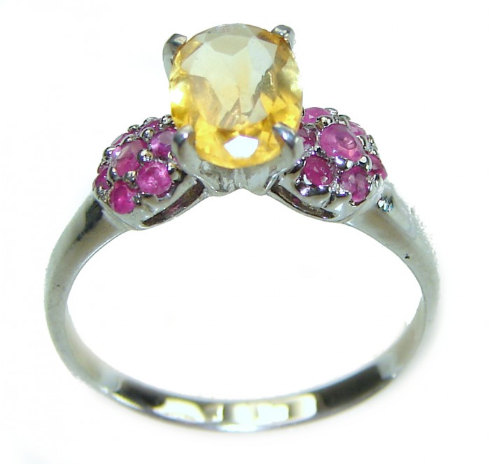 Authentic 3.2 carat Citrine .925 Sterling Silver handmade Cocktail Ring s. 7 1/4 - photo 2