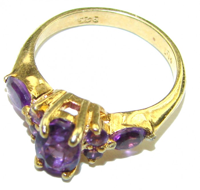 Stephani 1.2 carat African Amethyst 14K Gold over .925 Sterling Silver Handcrafted Ring size 5 3/4 - photo 1