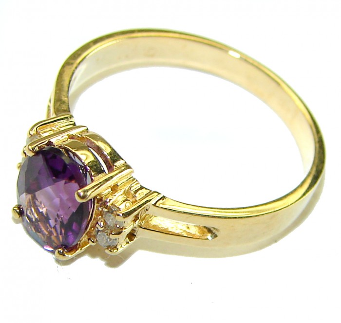 Real Gold 1.8 carat AUTHENTIC Amethyst 585 stamped Real Gold Ring size 7 - photo 4