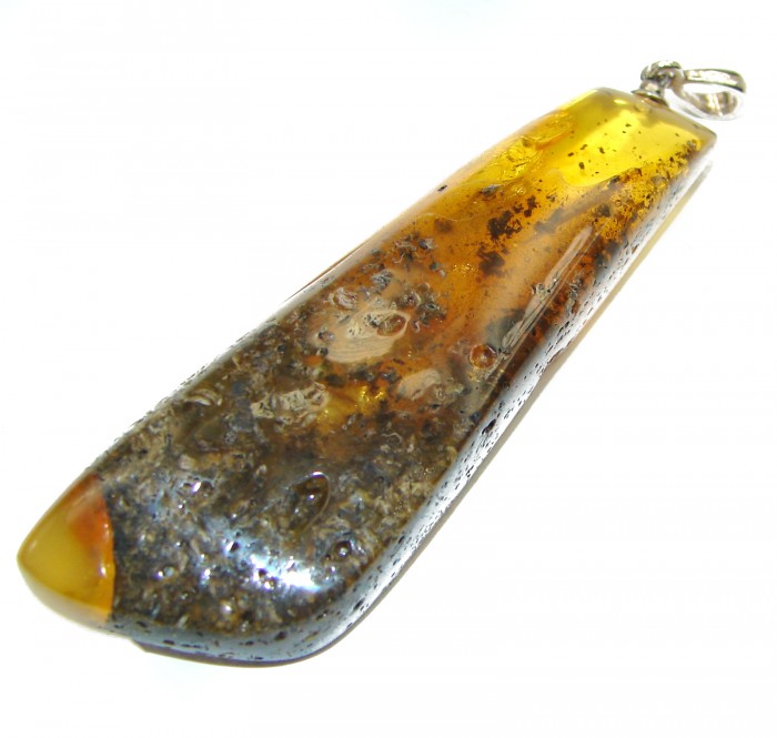HUGE Genuine Baltic Amber .925 Sterling Silver handmade pendant - photo 1